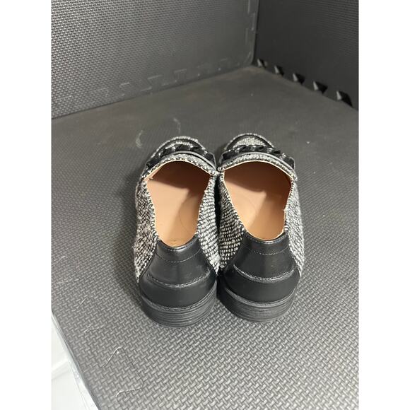 Cole Haan Stassi Chain Tweed‎ Loafer Flat Slip On Black White Boucle Size 8.5 - Picture 4 of 8